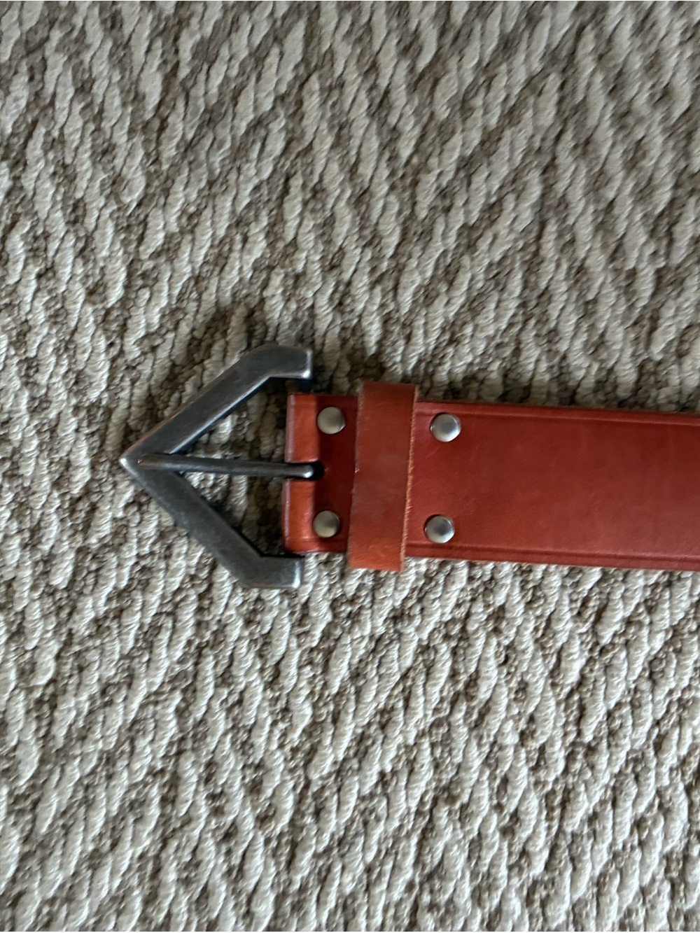 Linea Pelle Rust Leather Belt with Geometric Buckle